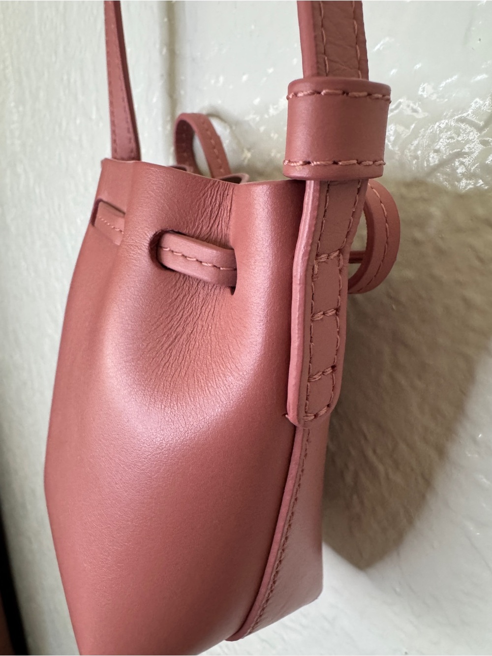 Mansur Gavriel Red Leather Mini Bucket Crossbody - Picture 9 of 15